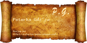 Peterka Géza névjegykártya